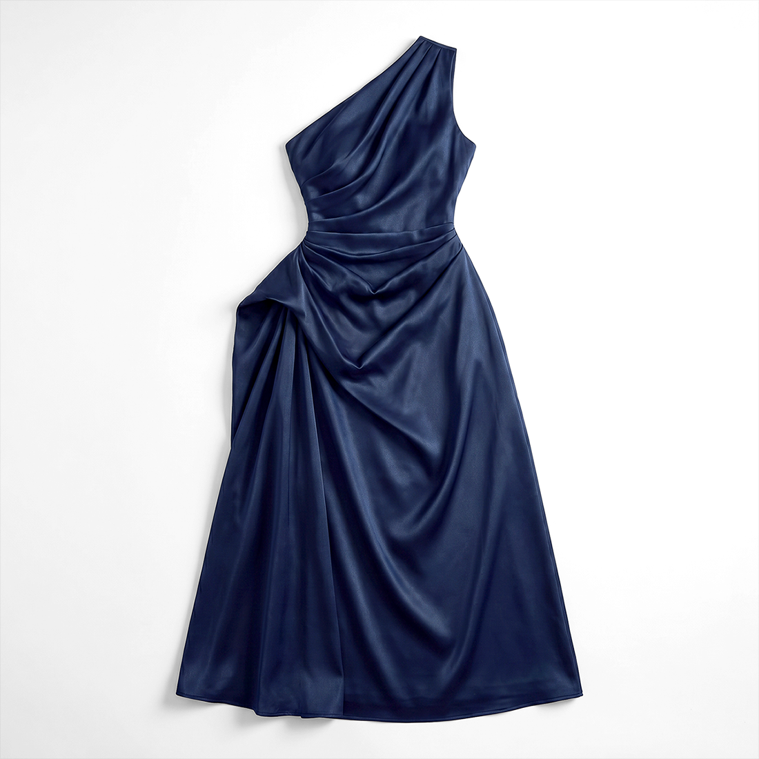 Formal Evening Maxi Sheath Satin Glam Off-Shoulder Solid High Waist Dress - MYTHSIS