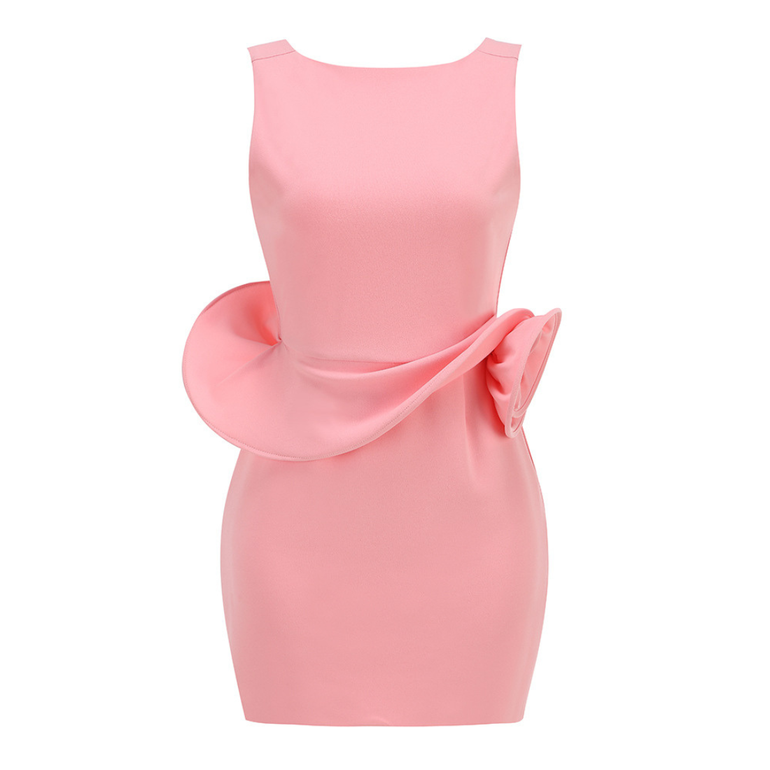 Date Night Mini Bodycon Polyester Sexy 3D Floral Sleeveless Open Back Dress - MYTHSIS