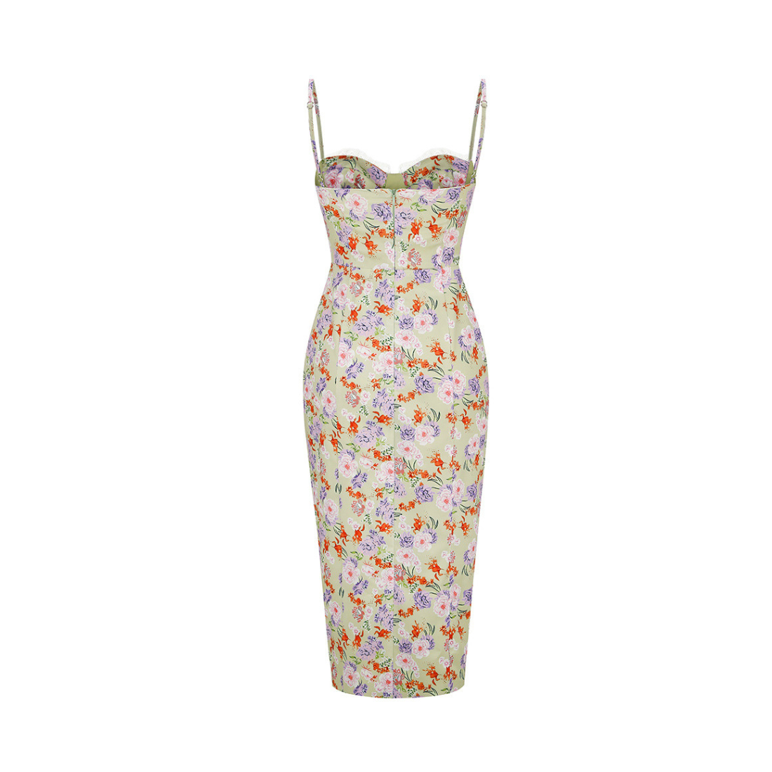 Vacation Midi Mermaid Polyester Sexy Spaghetti Strap Floral Print Slit Dress - MYTHSIS