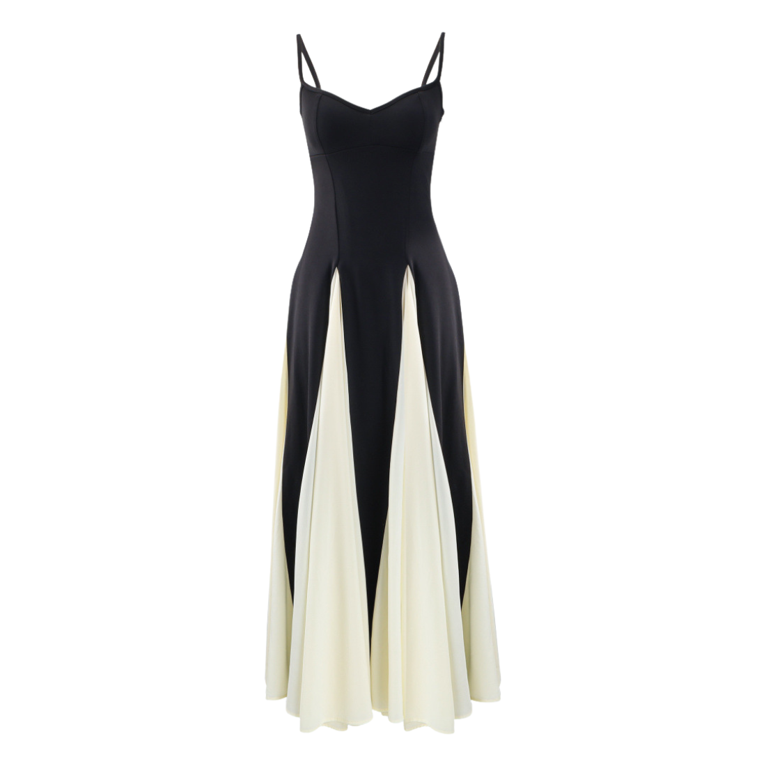 Formal Evening Maxi A-Line Polyester Elegant Colorblock Petal Hem Dress - MYTHSIS