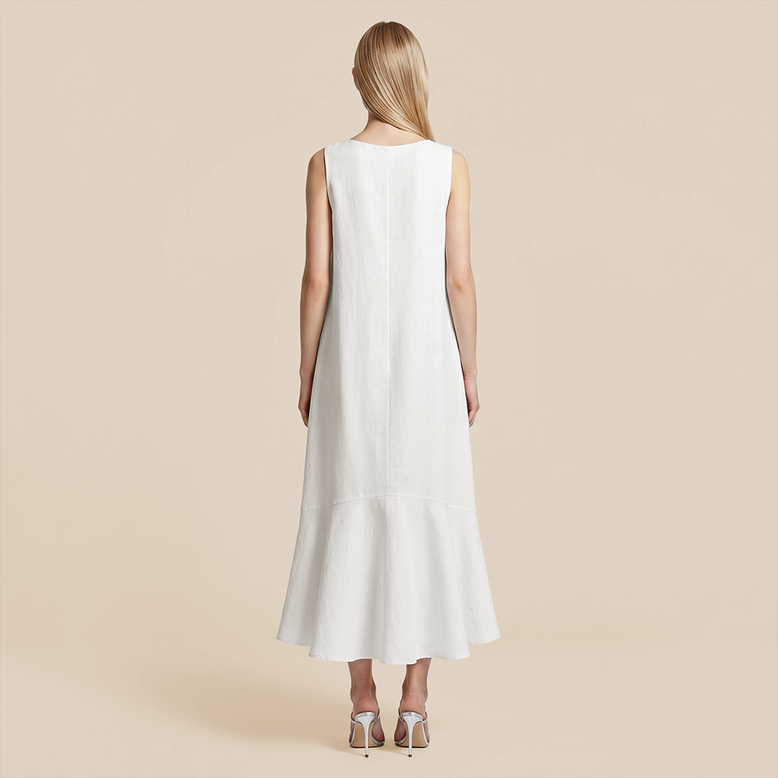 Casual Everyday Maxi A-Line Polyester Simple Deep V-Neck Asymmetric Dress - MYTHSIS
