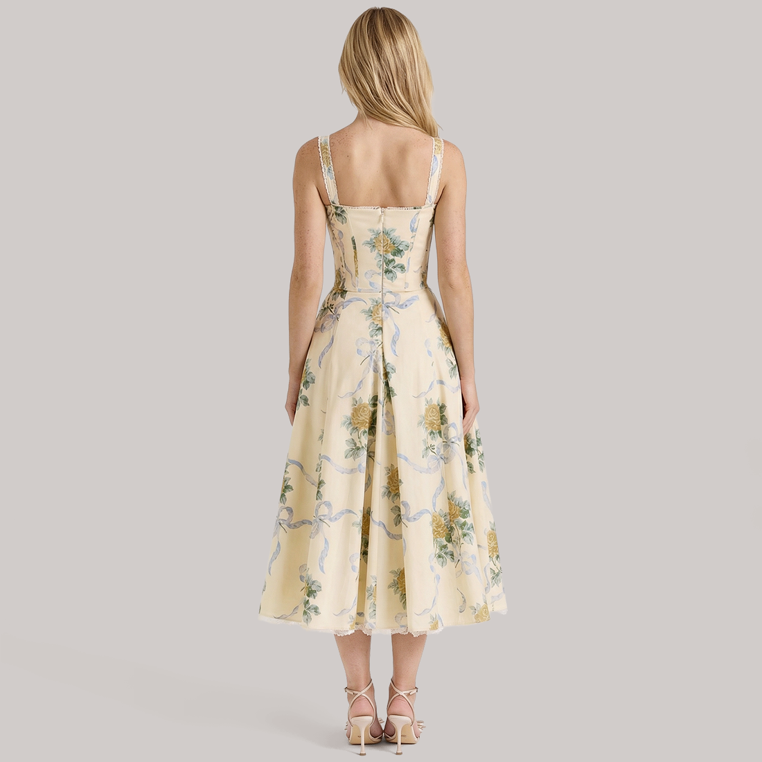 Date Night Maxi Fit Flare Polyester Romantic Print Dress - MYTHSIS