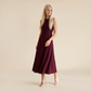 Casual Everyday Maxi A-Line Polyester Chic Round Neck Ruched Sleeveless Dress - MYTHSIS