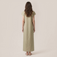 【Casual Everyday】 Midi A-Line Polyester Chic Round Neck Ruched Short Sleeve Dress - MYTHSIS