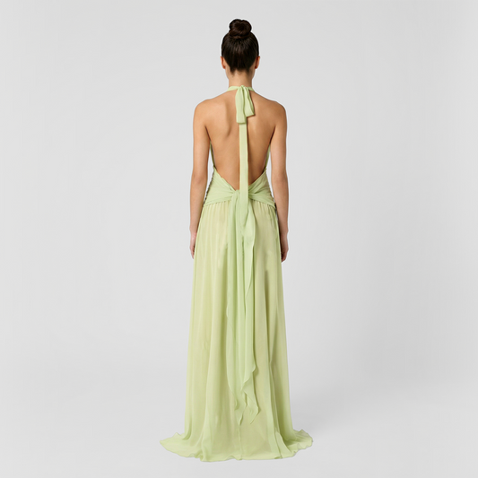 Vacation Maxi A-Line Chiffon Sexy Halter Dress - MYTHSIS