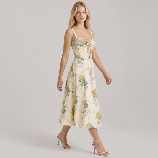 Bow tie suspender maxi dress