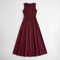 Casual Everyday Maxi A-Line Polyester Chic Round Neck Ruched Sleeveless Dress - MYTHSIS