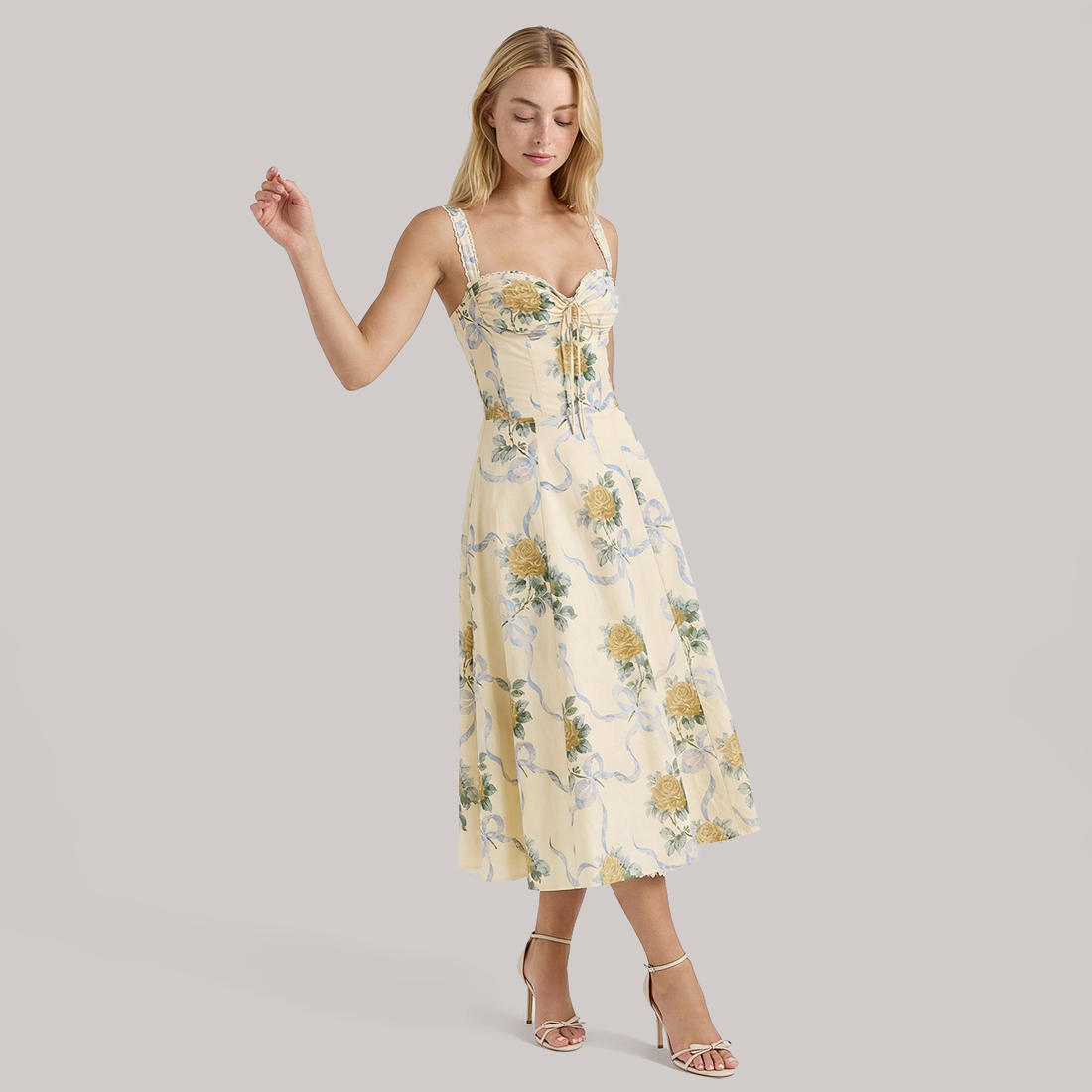 Date Night Maxi Fit Flare Polyester Romantic Print Dress - MYTHSIS