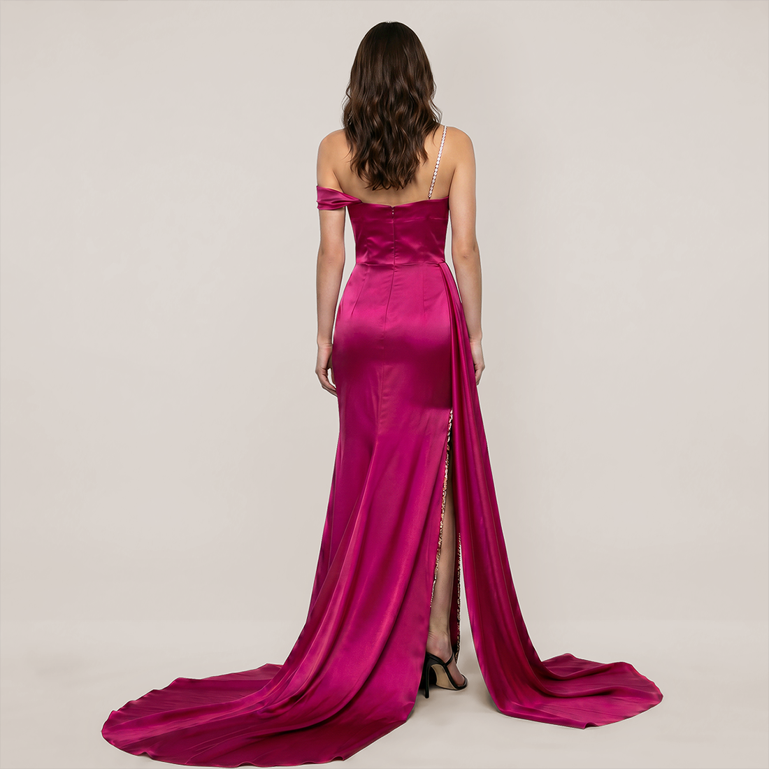 Formal Evening Maxi Fit & Flare Sequin Glam Spaghetti Strap Slit Dress - MYTHSIS