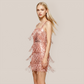 【Party & Event】 Mini Sheath Polyester Glam Straight Neck Sequin Fringe Dress - MYTHSIS