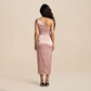 Formal Evening Maxi Sheath Satin Glam Off-Shoulder Solid High Waist Dress - MYTHSIS