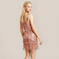 【Party & Event】 Mini Sheath Polyester Glam Straight Neck Sequin Fringe Dress - MYTHSIS