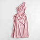 Formal Evening Maxi Sheath Satin Glam Off-Shoulder Solid High Waist Dress - MYTHSIS