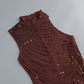 【Party & Event】 Maxi Mermaid Tulle Polyester Sexy Mock Neck Rhinestone Dress - MYTHSIS