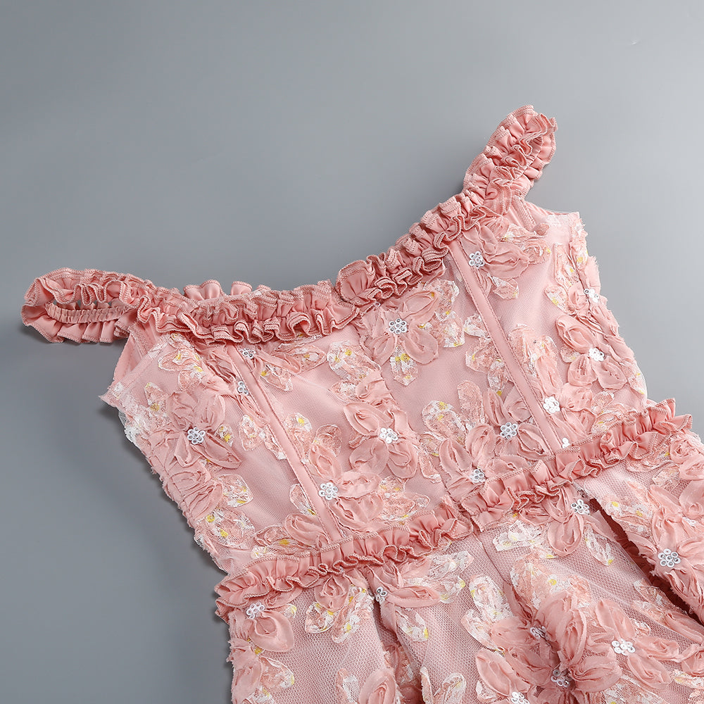 Wholesale Women's 3D Floral Ruffle Tutu Mini Dress