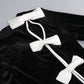 【Party & Event】 Maxi Sheath Velvet Polyester Triacetate Casual Round Neck 3D Flower Bow Slit Dress - MYTHSIS