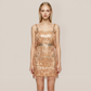 【Party & Event】 Mini Sheath Polyester Glam Straight Neck Sequin Fringe Dress - MYTHSIS