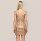 【Party & Event】 Mini Sheath Polyester Glam Straight Neck Sequin Fringe Dress - MYTHSIS