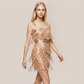 【Party & Event】 Mini Sheath Polyester Glam Straight Neck Sequin Fringe Dress - MYTHSIS