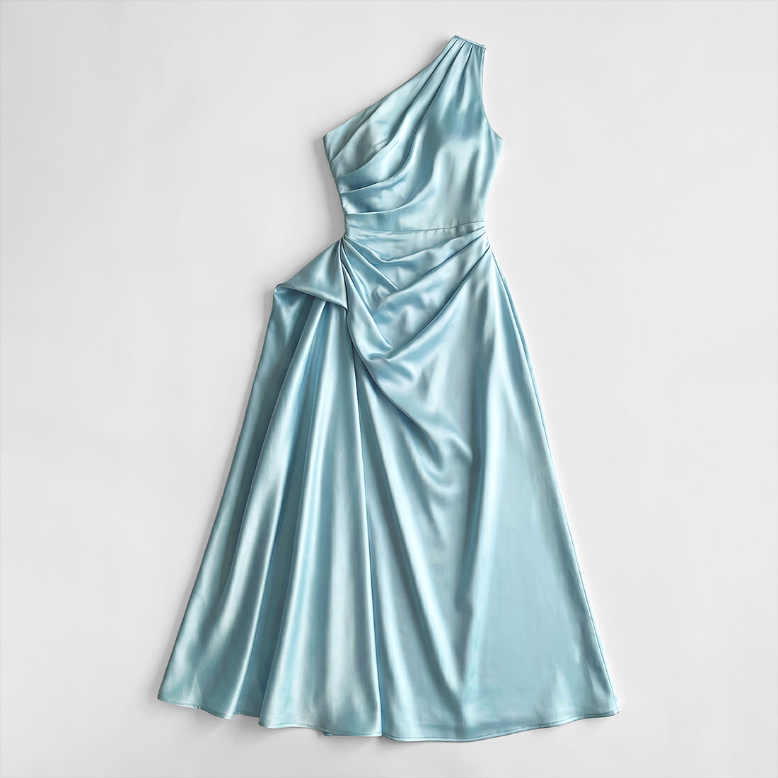 Formal Evening Maxi Sheath Satin Glam Off-Shoulder Solid High Waist Dress - MYTHSIS
