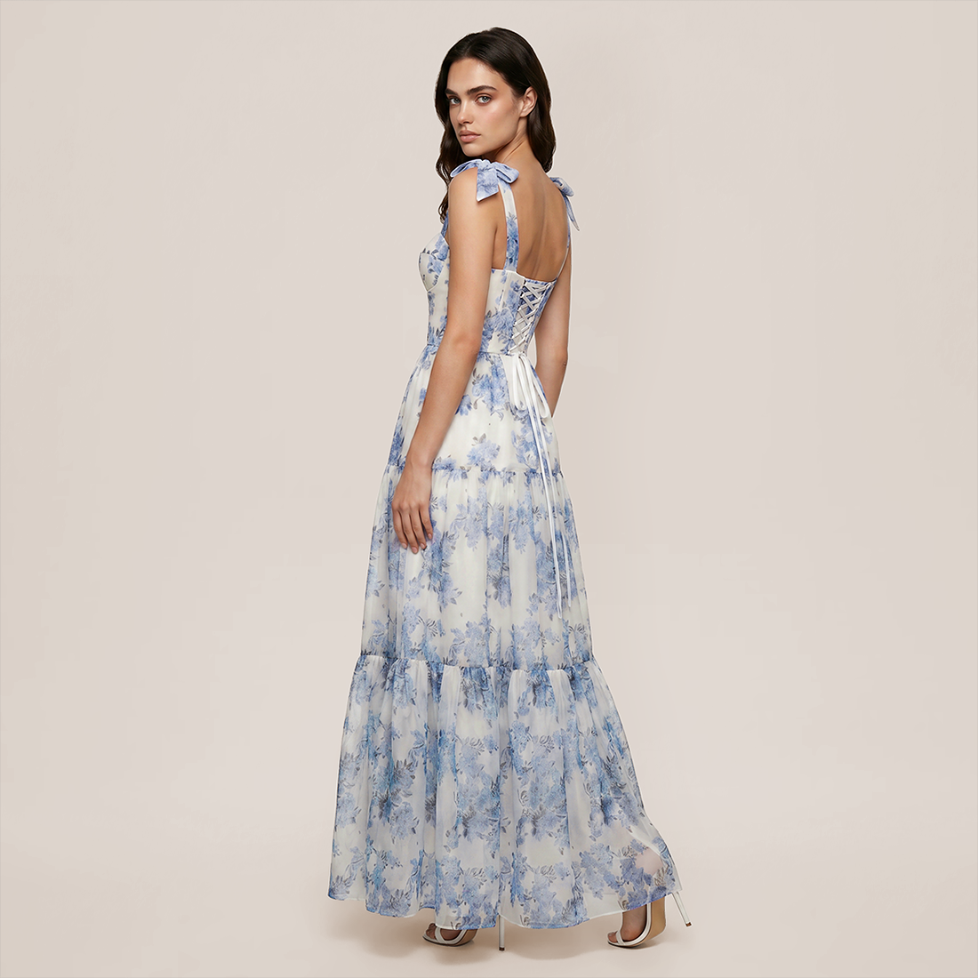 Wedding Guest Maxi A-Line Organza Floral Romantic Dress - MYTHSIS