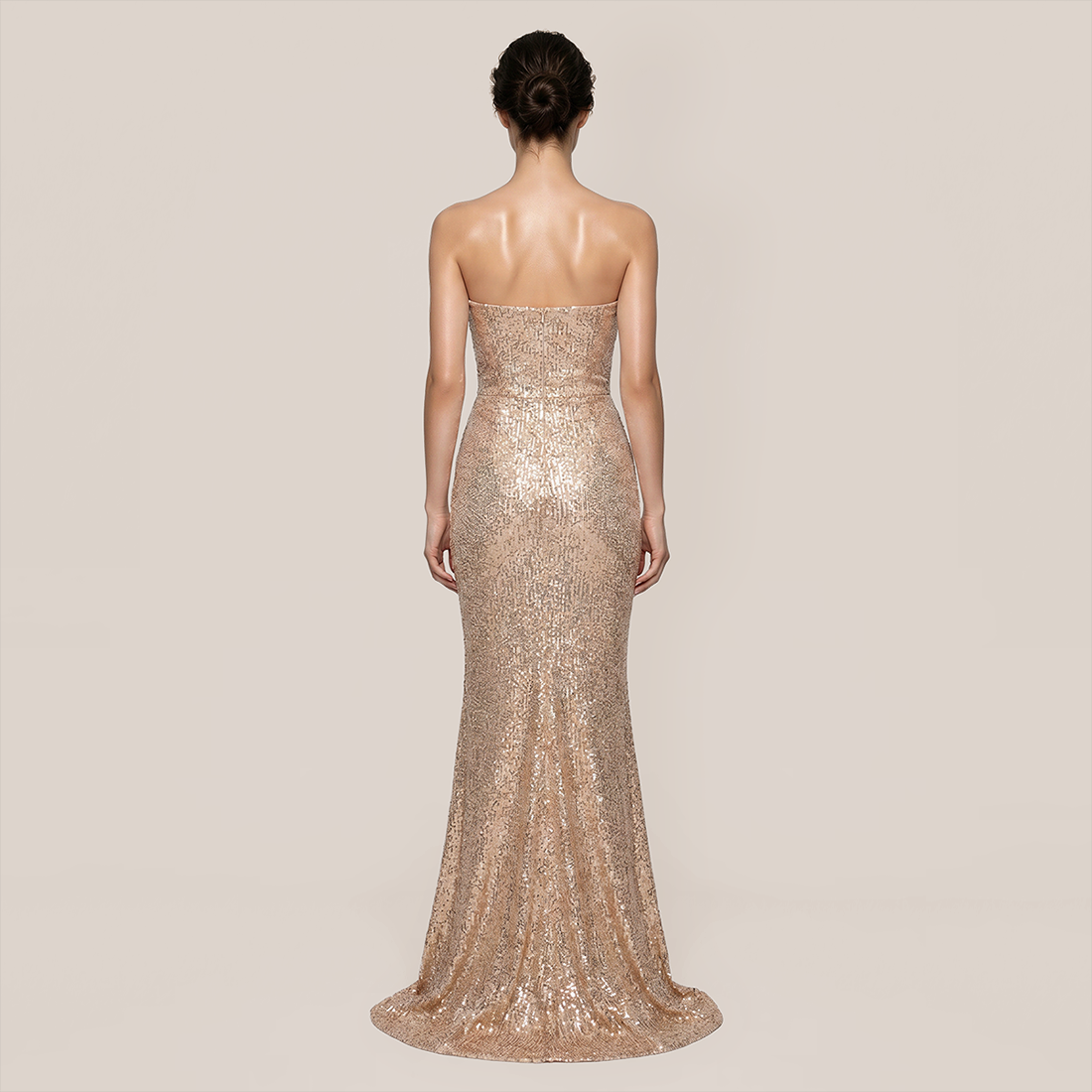 Formal Evening Maxi A-Line Sequin Elegant Feather Trim Open Back Dress - MYTHSIS