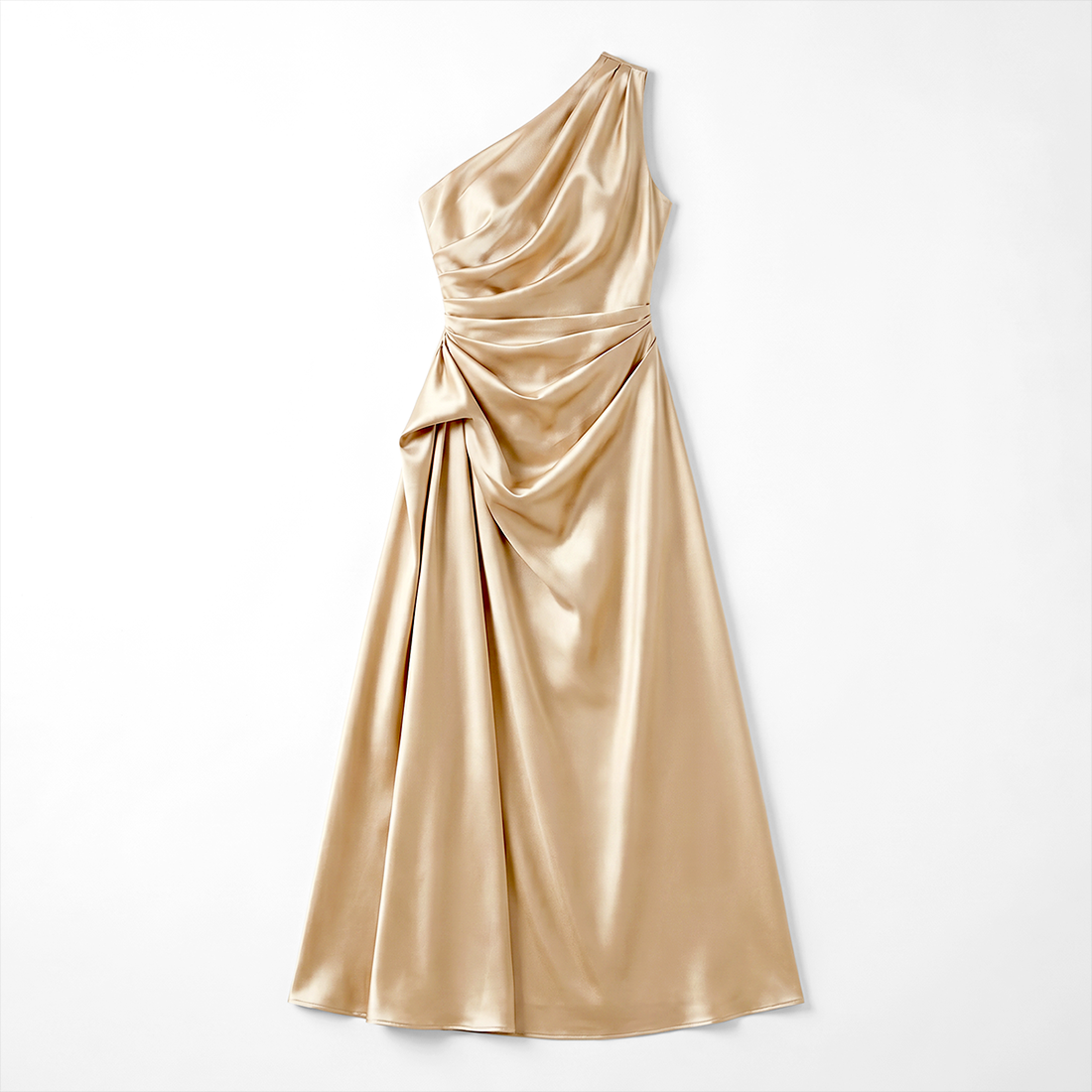 Formal Evening Maxi Sheath Satin Glam Off-Shoulder Solid High Waist Dress - MYTHSIS