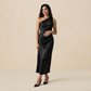 Formal Evening Maxi Sheath Satin Glam Off-Shoulder Solid High Waist Dress - MYTHSIS