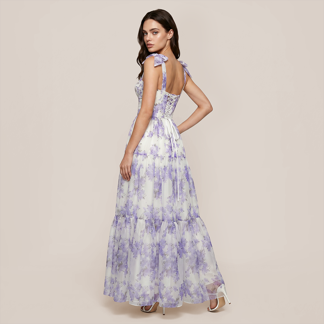Wedding Guest Maxi A-Line Organza Floral Romantic Dress - MYTHSIS