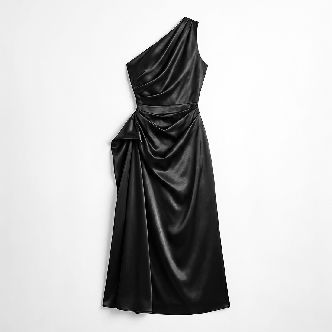 Formal Evening Maxi Sheath Satin Glam Off-Shoulder Solid High Waist Dress - MYTHSIS