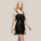 【Party & Event】 Mini Sheath Polyester Glam Straight Neck Sequin Fringe Dress - MYTHSIS