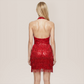 【Party & Event】 Mini A-Line Polyester Glam Round Neck Sequin Fringe Dress - MYTHSIS