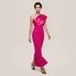 Formal Evening Maxi Bodycon Polyester Glam One-Shoulder Rhinestone Bandage Dress - MYTHSIS