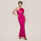 Formal Evening Maxi Bodycon Polyester Glam One-Shoulder Rhinestone Bandage Dress - MYTHSIS