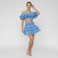 Embroidered Ruffle Off-Shoulder Crop Top and Skirt Set