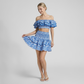 Embroidered Ruffle Off-Shoulder Crop Top and Skirt Set