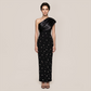 Formal Evening Maxi Bodycon Polyester Glam One-Shoulder Rhinestone Bandage Dress - MYTHSIS