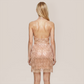 【Party & Event】 Mini A-Line Polyester Glam Round Neck Sequin Fringe Dress - MYTHSIS