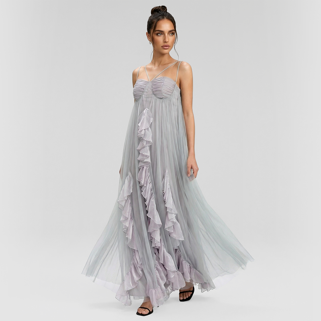 Vacation Maxi A-Line Chiffon Boho Solid Asymmetric Dress - Wholesale Dresses Low MOQ - MYTHSIS