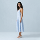 Graduation & Prom Midi A-Line Polyester Glam Halter Neck Jacquard Backless Dress - MYTHSIS