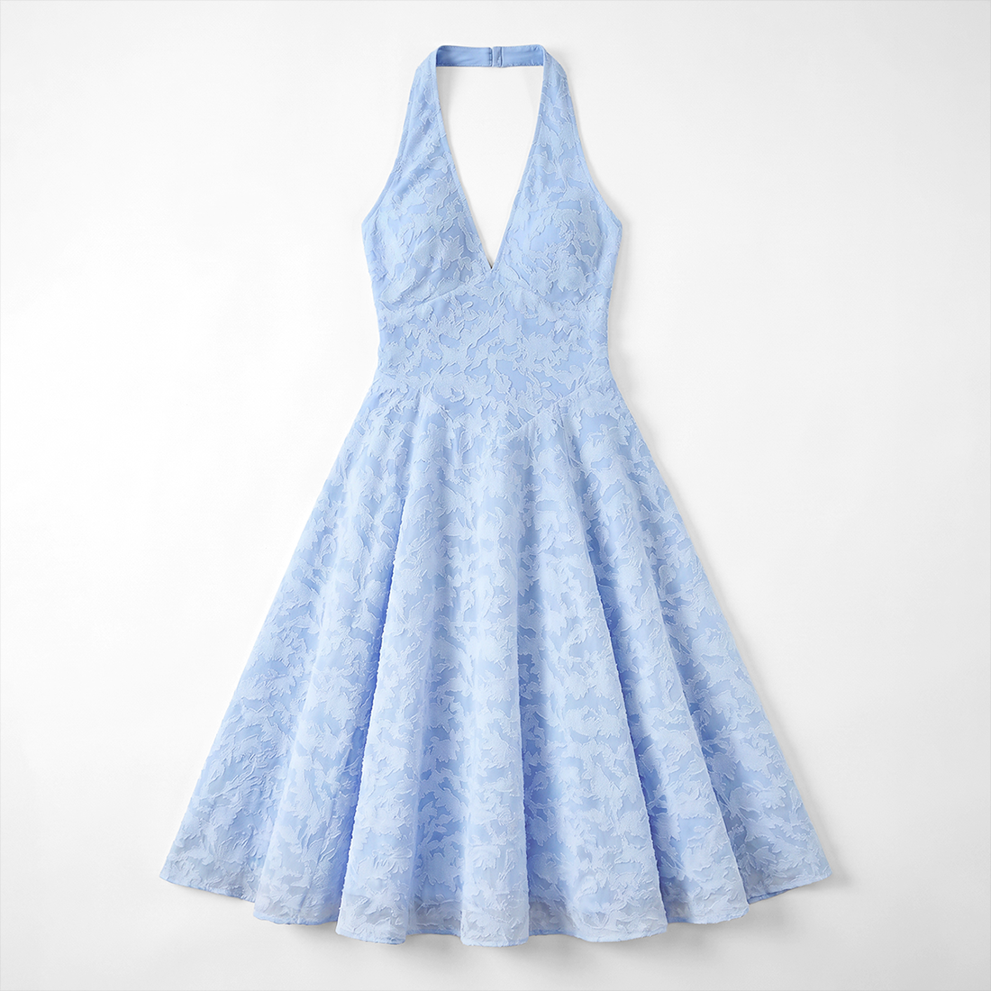 Graduation & Prom Midi A-Line Polyester Glam Halter Neck Jacquard Backless Dress - MYTHSIS