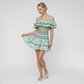 Embroidered Ruffle Off-Shoulder Crop Top and Skirt Set
