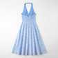 Graduation & Prom Midi A-Line Polyester Glam Halter Neck Jacquard Backless Dress - MYTHSIS