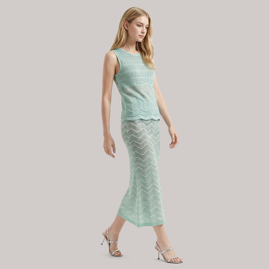 Sleeveless vest+high waisted half skirt knitted fashion suit