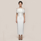 Formal Evening Maxi Bodycon Polyester Elegant 3D Floral Feather Strapless Bandage Dress - Wholesale Dresses Low MOQ - MYTHSIS
