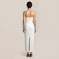 Formal Evening Maxi Bodycon Polyester Elegant 3D Floral Feather Strapless Bandage Dress - MYTHSIS