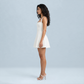 Graduation & Prom Mini Sheath Polyester Sexy Square Neck Tie-Up Spliced Dress - MYTHSIS