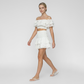 Embroidered Ruffle Off-Shoulder Crop Top and Skirt Set