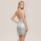 【Party & Event】 Mini A-Line Polyester Glam Round Neck Sequin Fringe Dress - MYTHSIS