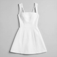 Graduation & Prom Mini Sheath Polyester Sexy Square Neck Tie-Up Spliced Dress - MYTHSIS